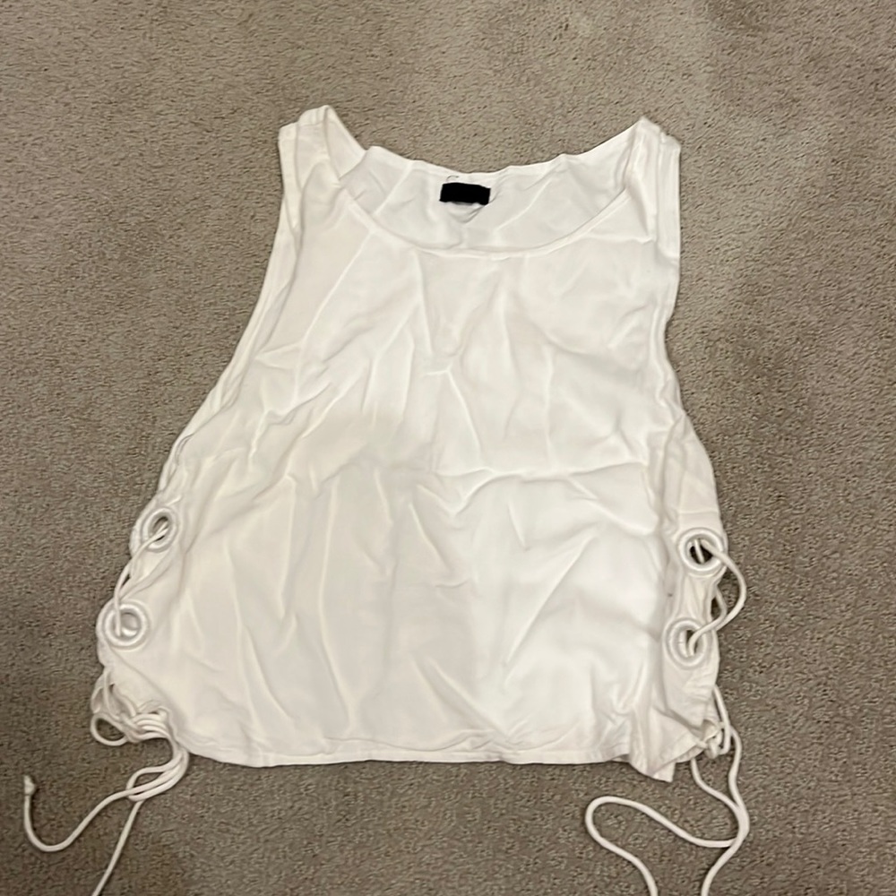 White NBD top with ties on sides